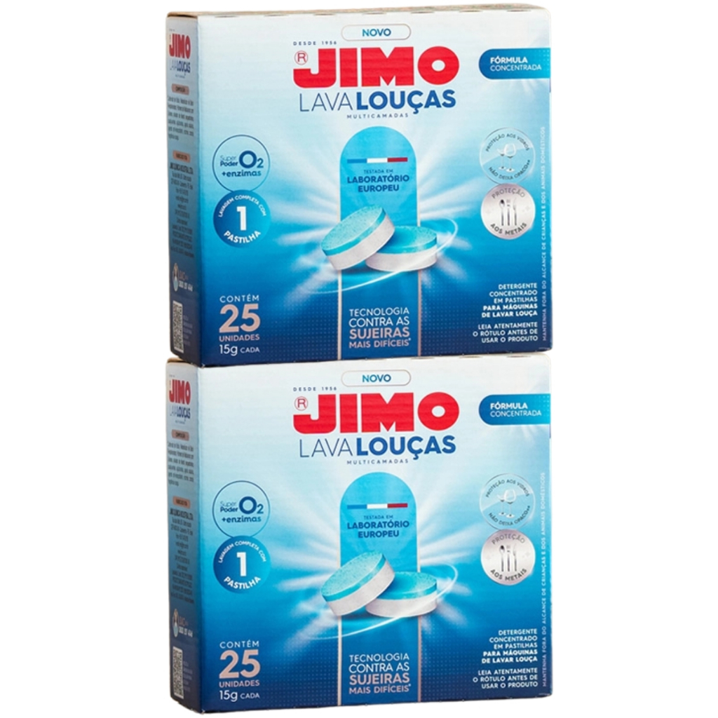 Jimo Lava Louça Pastilha 50x15g Detergente 24 Horas 2un