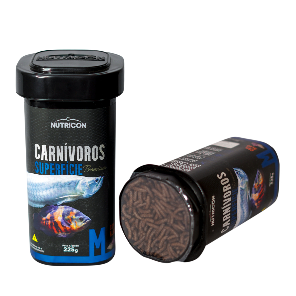 Ração Para Peixes Carnívoros Superfície Sticks M 225g Nutricon