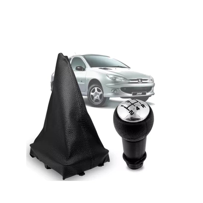 Coifa Manopla Bola Cambio Aro Cromado Peugeot 206 207 Sw
