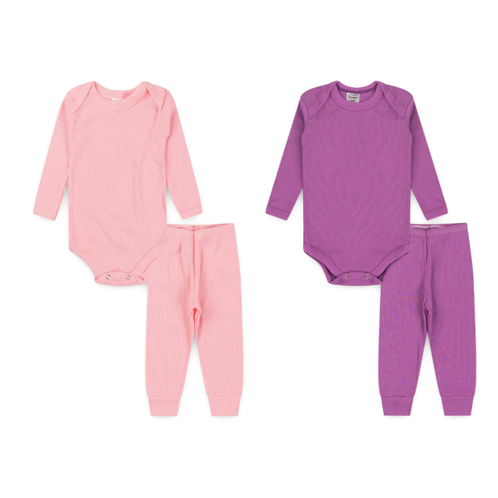 KIT 2 PEÇAS SORTIDAS FEMININAS INFANTIL - 1 CONJUNTO BODY CANELADO (BODY + CALÇA) - PREMIUM MENINA