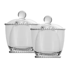 Manteigueira Francesa de Vidro com Tampa Pearl 10,5x10,5x11cm - Unitário e kit com 2 peças Wolff