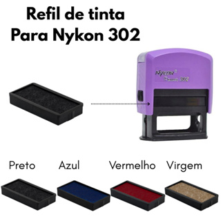 Refil de tinta para carimbo Nykon 302 (36x12mm) - Cores preto, vermelho, azul, refil sem tinta em Oferta na Shopee