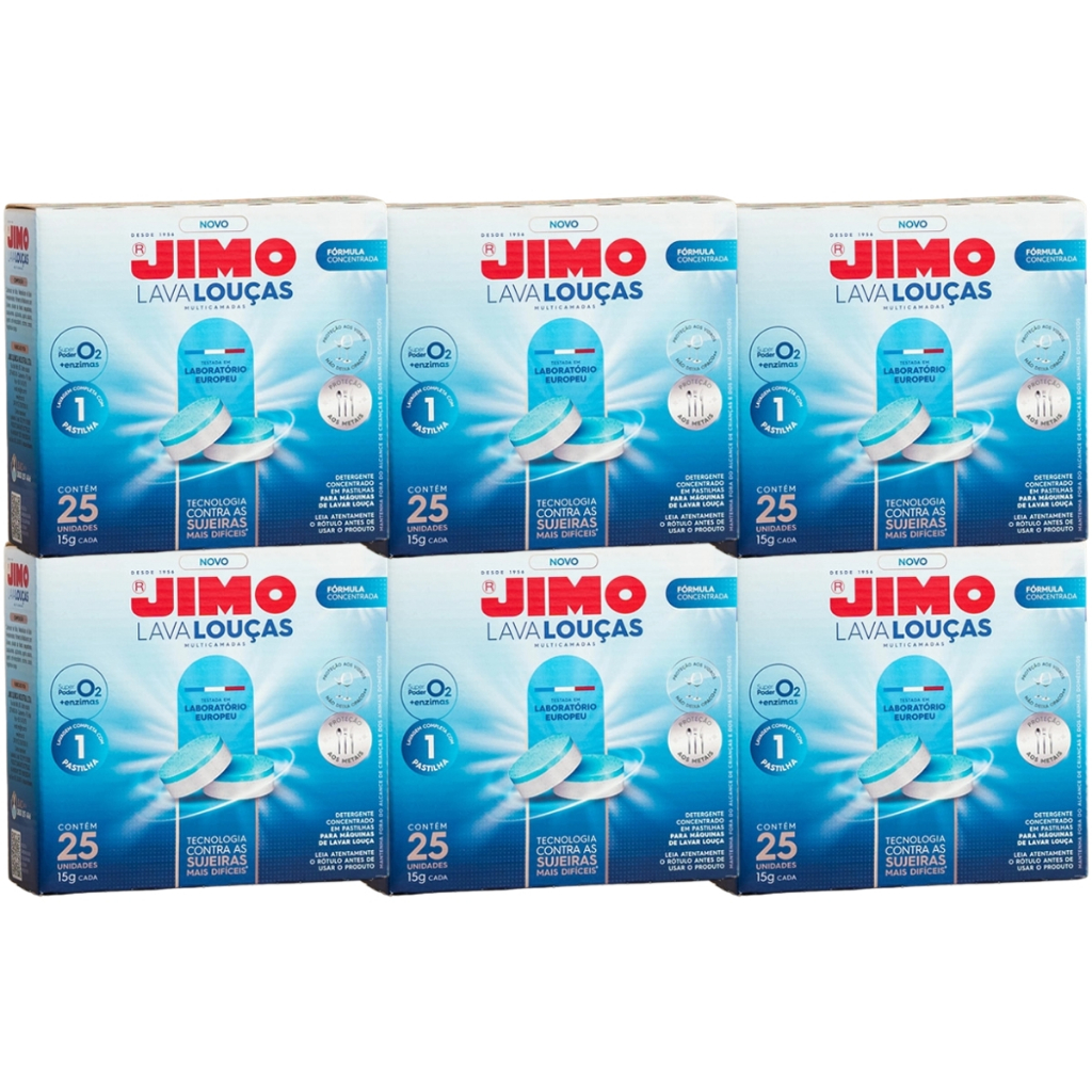 Jimo Lava Louça Pastilha 150x15g Detergente 24 Horas 6un