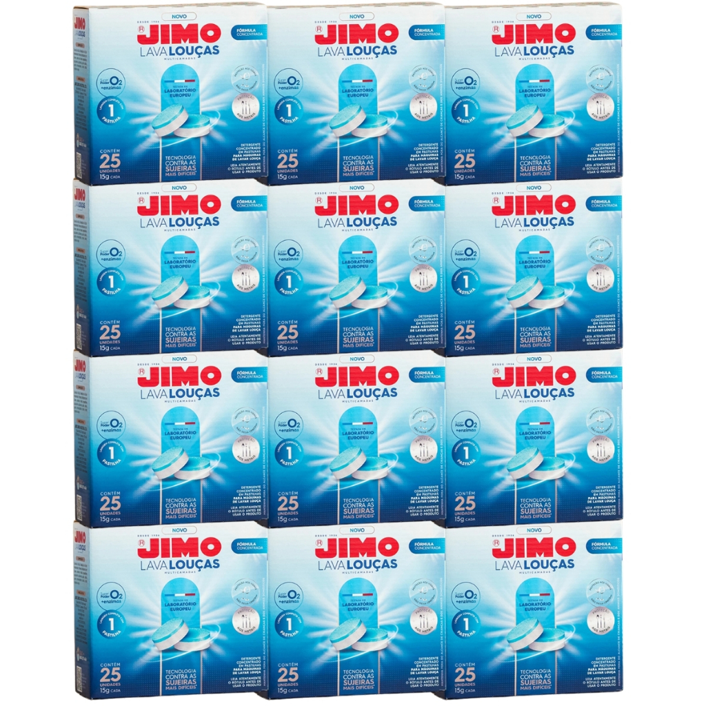 Jimo Lava Louça Pastilha 300x15g Detergente 24 Horas 12un