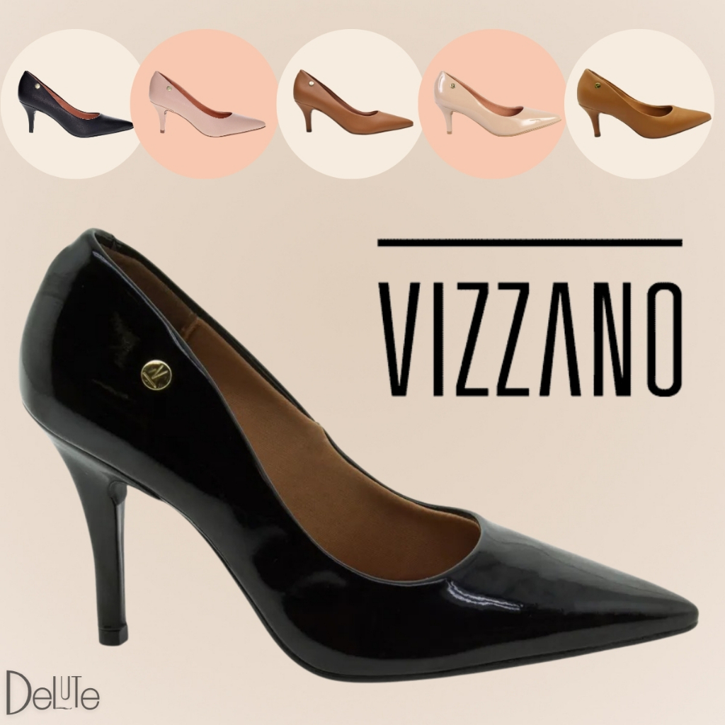 Scarpin Sapato Feminino Casual com Salto 7 cm Médio Vizzano Clássico Bico Fino Confortável Adulto