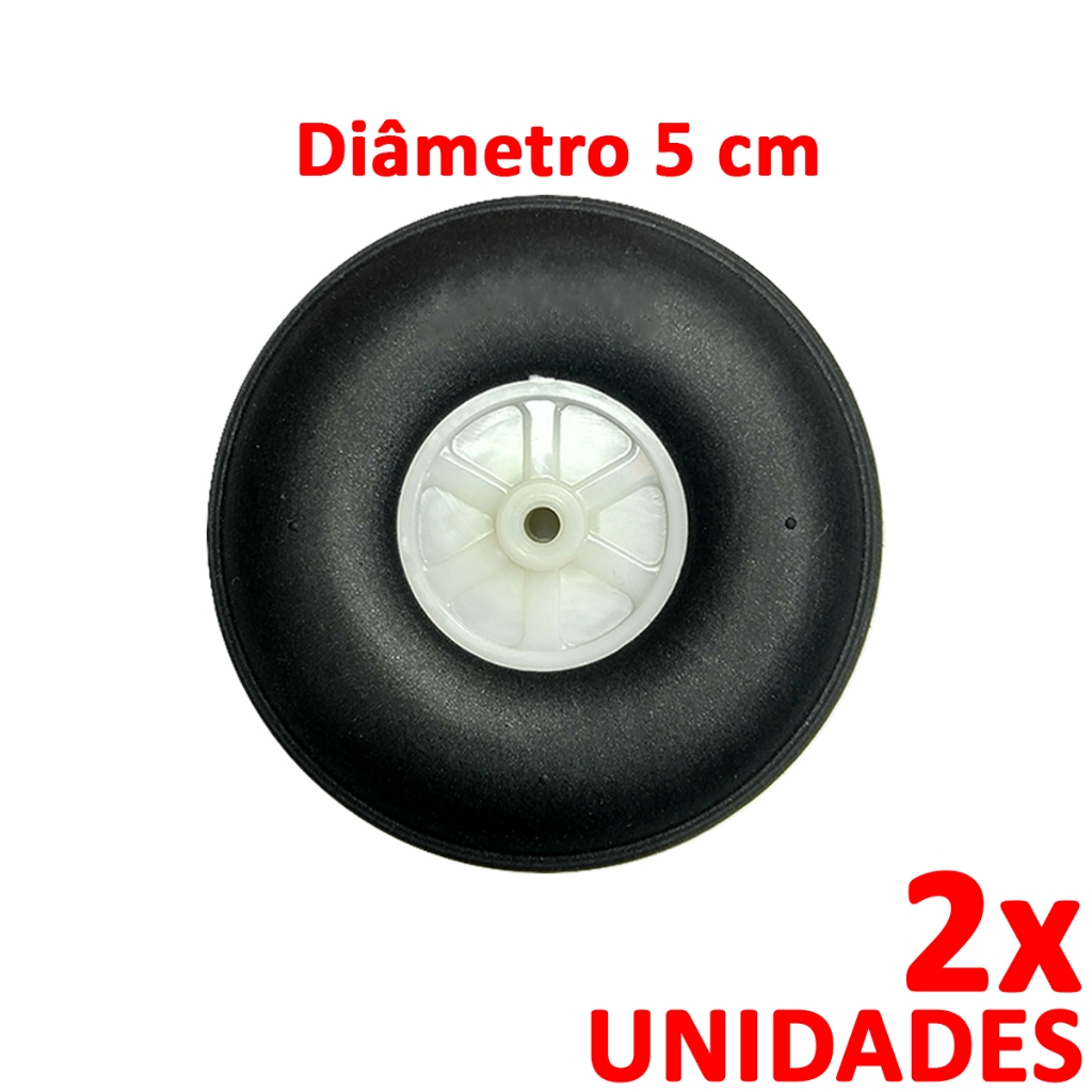 2 Rodas 50mm 5cm P/ Aeromodelo 110cm a 120cm Elétrico e Glow