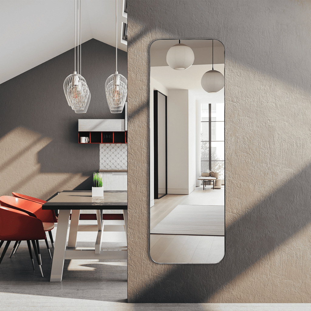 Espelho Orgânico Grande Corpo Inteiro 150x50  Moldura em Couro Ecológico para Banheiro Sala em Oferta na Shopee