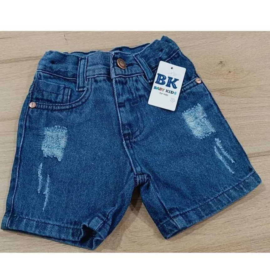 BERMUDA  JEANS DE  INFANTIL MENINO  CÓS COM REGULAGEM 1 AO 3 ANOS