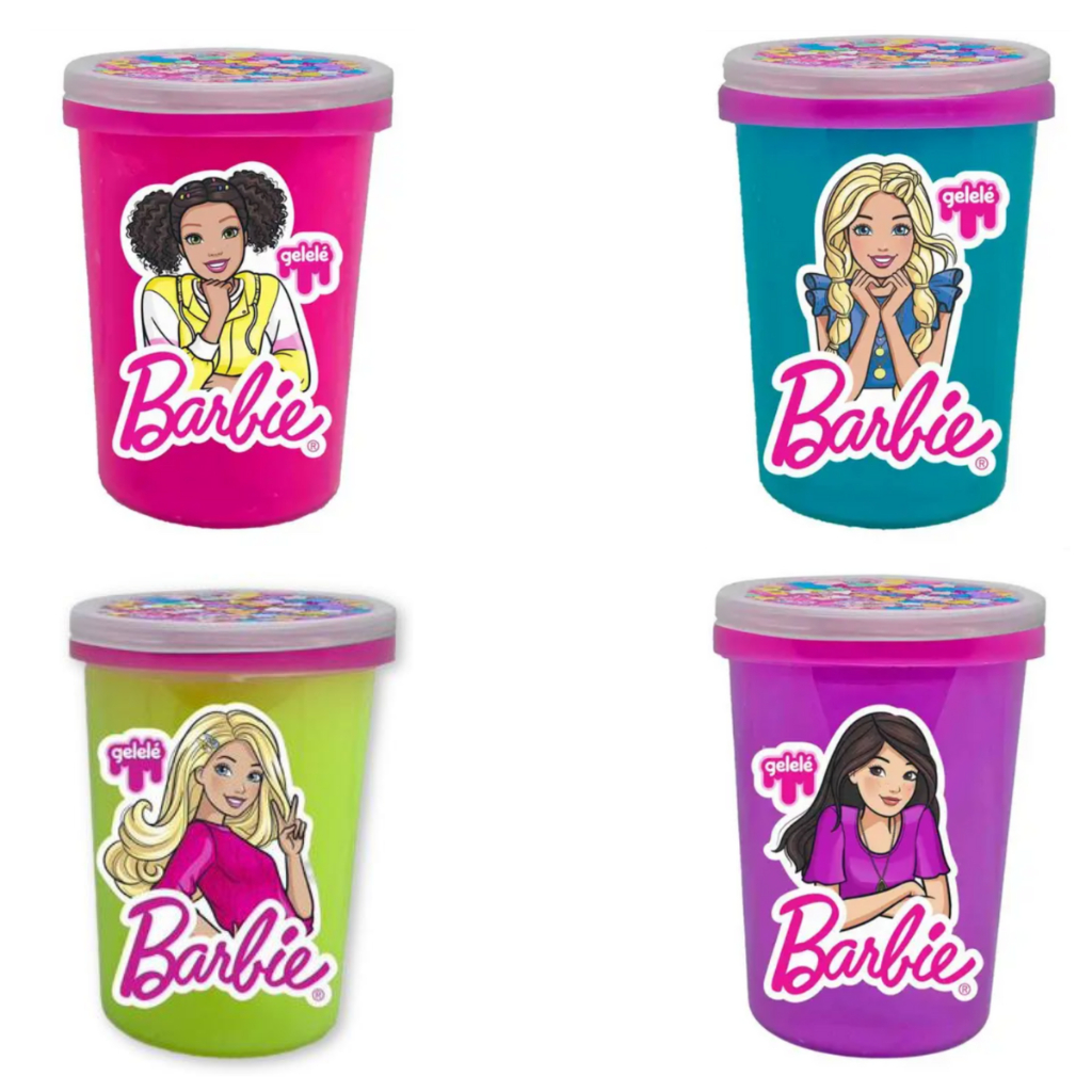 Kit 4 Slime Barbie Com Charms Massinha Gelele Amoeba Sortido 180g Doce Brinquedo