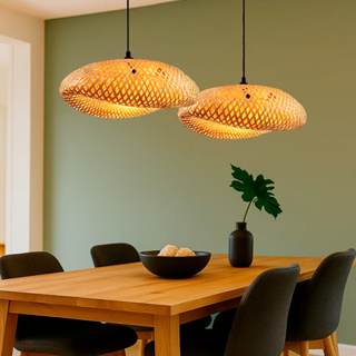 Kit 2 Lustres Pendente de Bambu Teto Restaurante Rústico Redondo em Oferta na Shopee