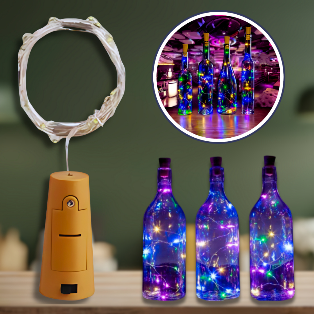 ROLHA LED FIO FADA COLOIRDO 2M Garrafa Decoração festa Natal em Oferta na Shopee