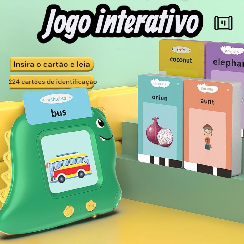 Imagem Jogo Interativo de Cartas Infantil Aprendizagem de Inglês Português para Crianças Barulho Brinquedo