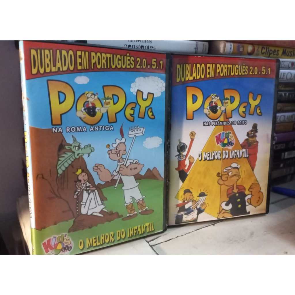 Dvds popeye Vol 1 e 2 - O melhor do infantil - Nas piramedes do Egito Na roma antiga - kids Dublado