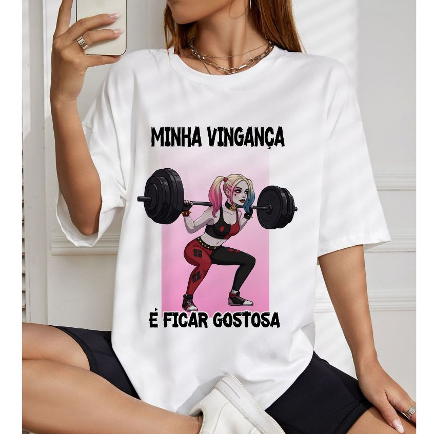 Camiseta de academia Alerquina treino leg day  caveira relogio, blusa para treinar fitness plus size