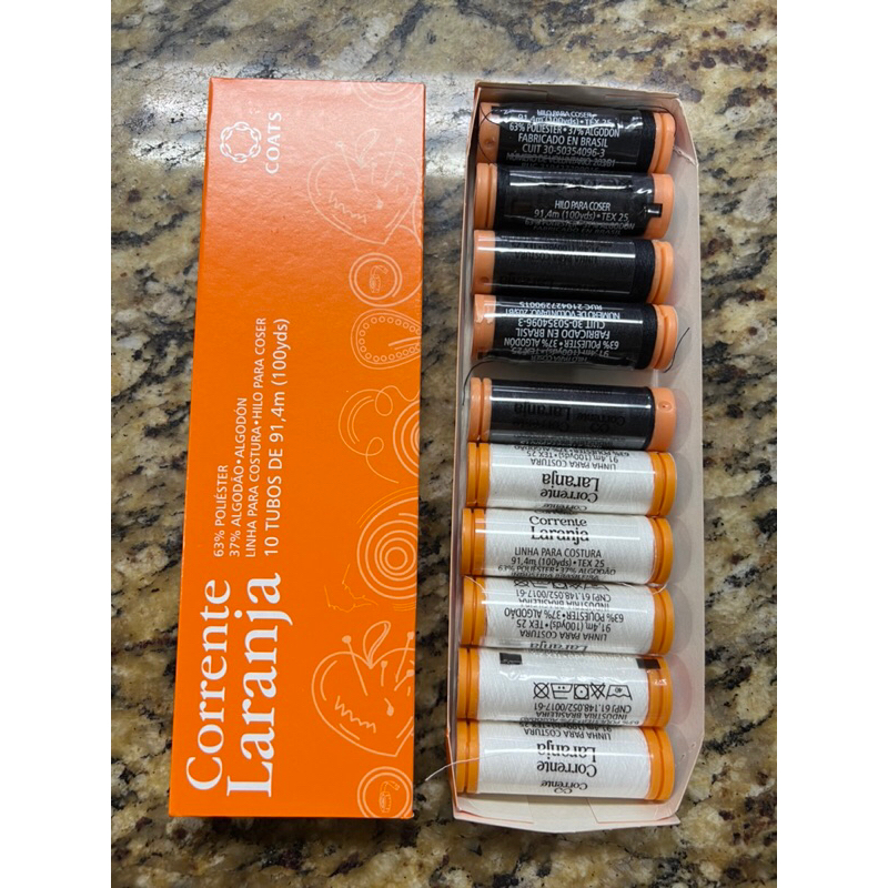 Kit com 10 Linhas Corrente Laranja – 5 Pretas + 5 Brancas em Oferta na Shopee