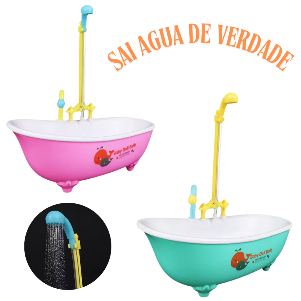 Banheira De Brinquedo Para Boneca Banheira Divertida Brinquedo Infantil Sai Agua De Verdade