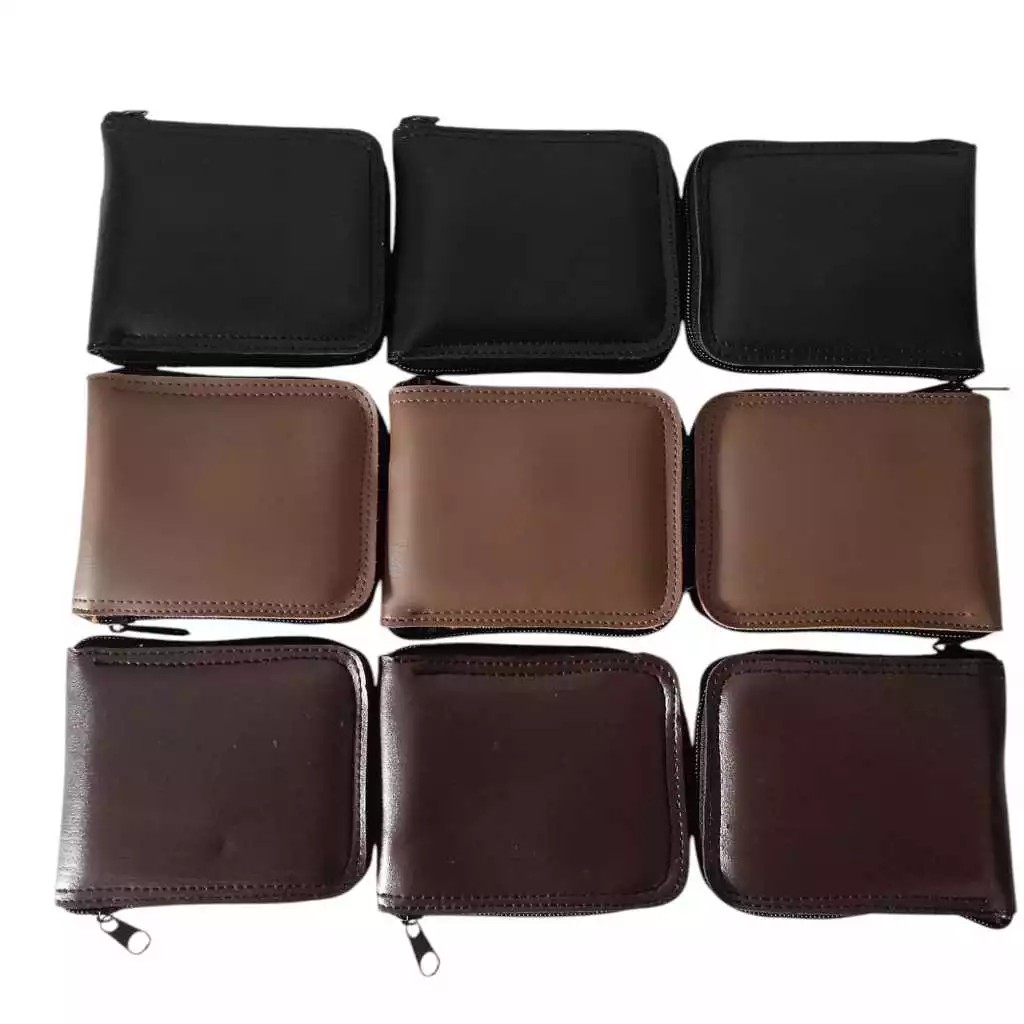 KIT 15 carteira couro masculina ziper grande cabe rg oferta