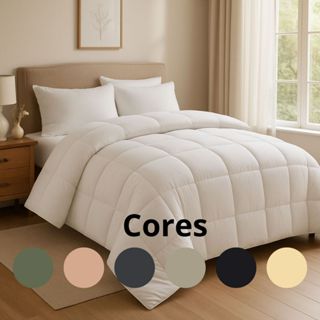 Edredom Dupla Face Casal Queen 400 Fios Macio Padrao Hotel Cores em Oferta na Shopee