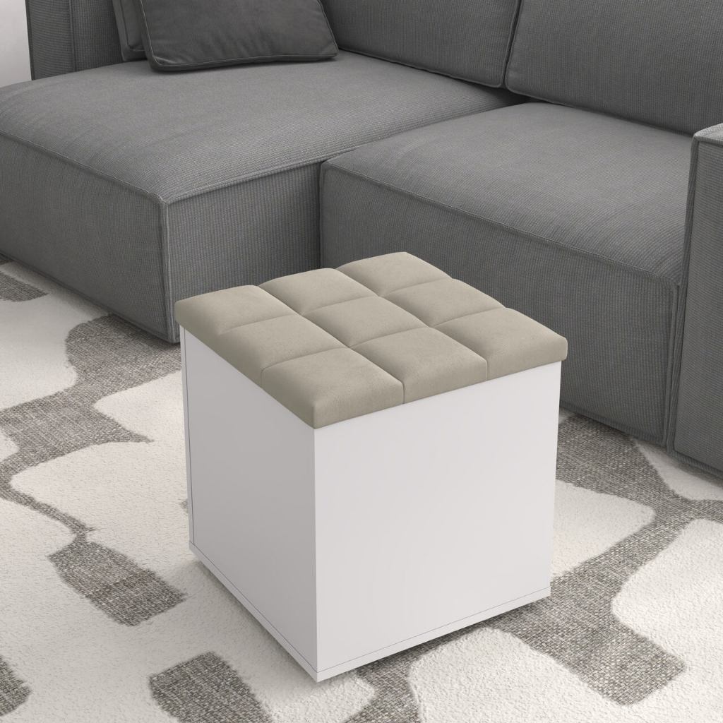 Puff Baú Suede Luxo Organizador Banqueta Decorativa Sala, Quarto Escritório em Oferta na Shopee