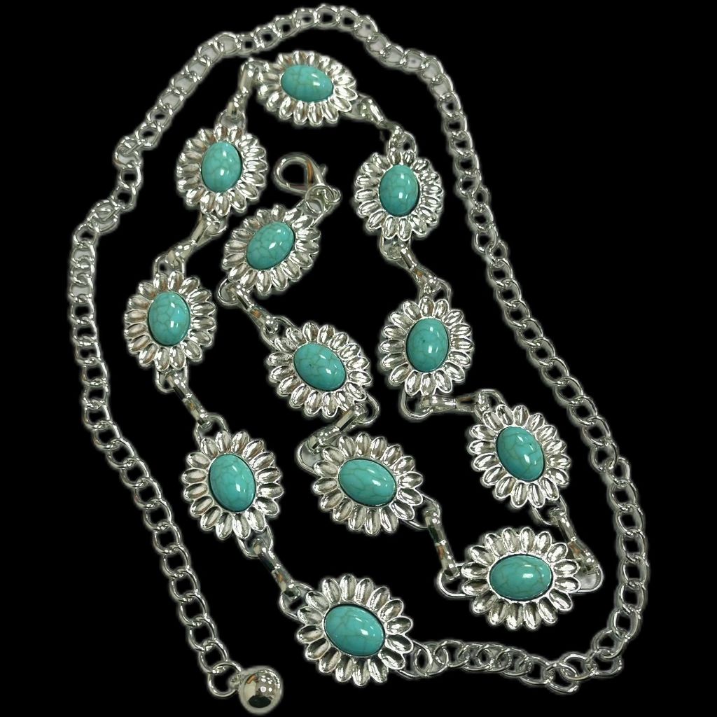 Cinto Metálico Retro Vintage Beach Body Chain Acessórios De Vestido Turquesa Todos Os Pares Cintos Boémios