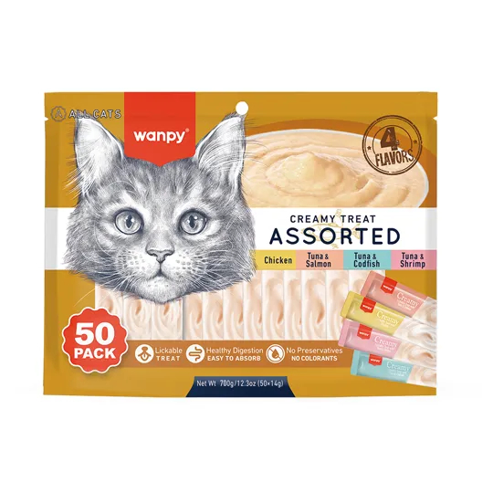 Petisco Gatos Wanpy Creamy Sabor Sortido 50Un em Oferta na Shopee