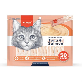 Petisco Gatos Wanpy Creamy Atum e Salmão 50Un em Oferta na Shopee