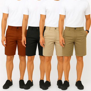 Kit 4 Bermudas Masculina Jeans Sarja Brim Qualidade Premium Zíper Colorida Masculino conjunto