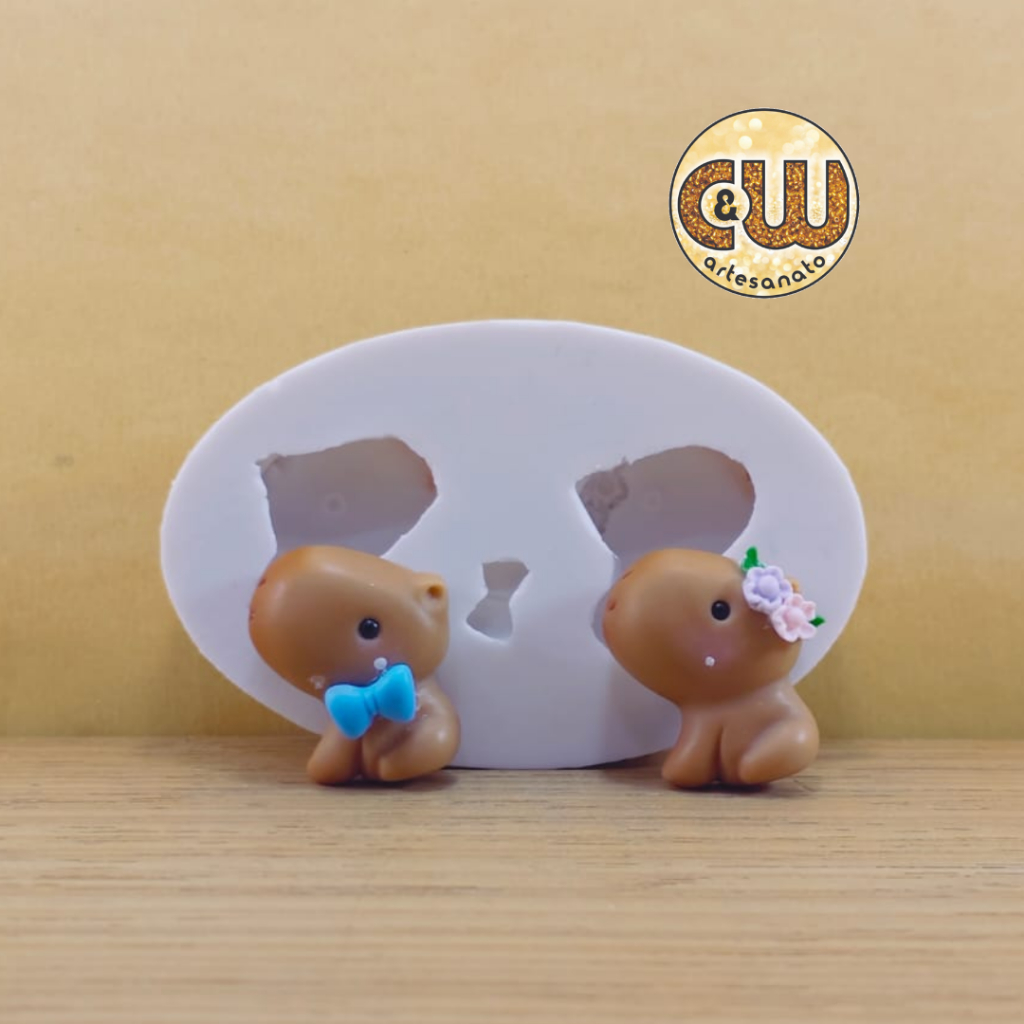 Molde Silicone Mini Capivara com 2  - Decoração, Confeitaria e Artesanato – Biscuit - Festa em Oferta na Shopee