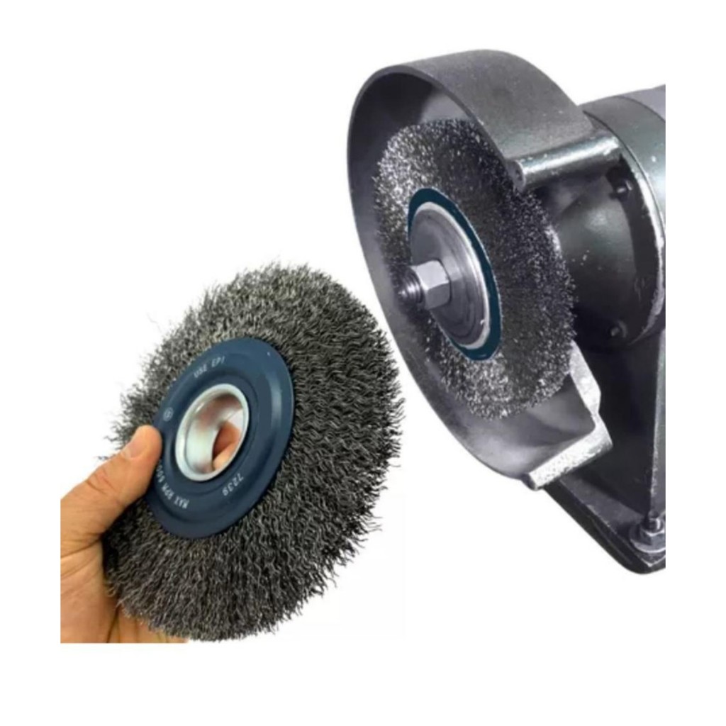 Escova Circular de Aço Carbono Escovado Para Esmeril 6x1/2" Moto Esmeril