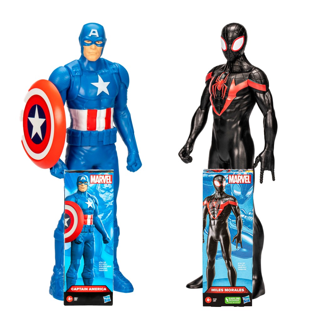 Kit 2 Bonecos Vingadores Miles Morales & Capitão América - Hasbro F6605 - Hobbies & Collections