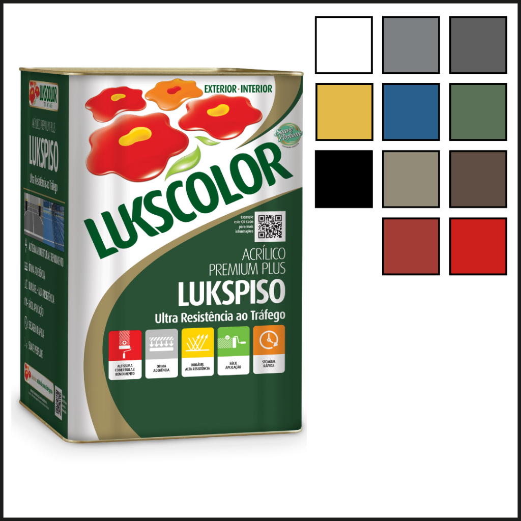 Tinta Piso Fosco Lavavel Lukscolor 18L Cores