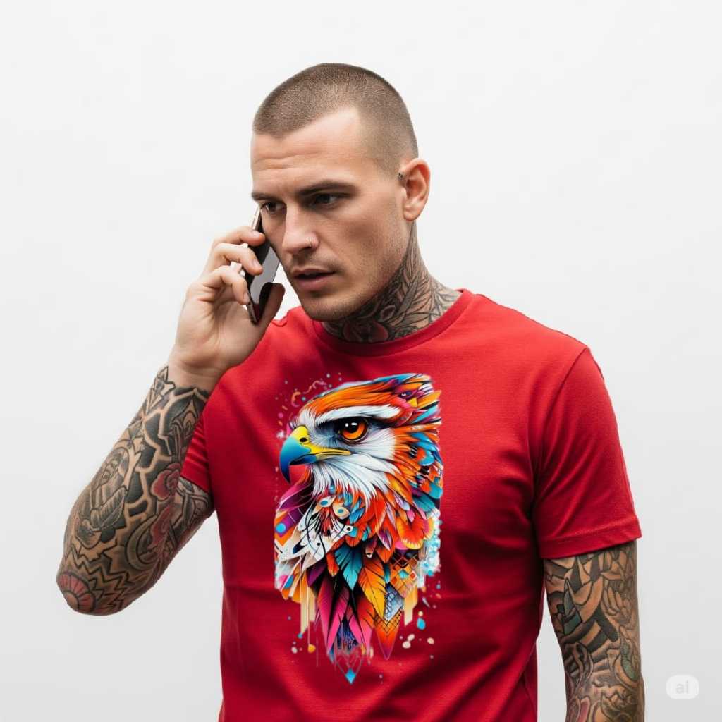 Camiseta Masculina de Aguia Camisa 100% Algodao tendencia basica unisex masculina feminina promoção