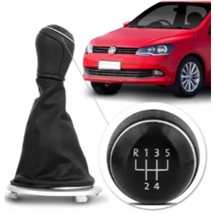 Manopla + Coifa Marcha De Cambio Gol Saveiro Voyage G5 G6 Preto Com Prata