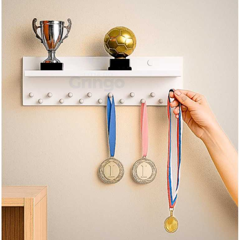 🏅 Porta Medalhas com Prateleira MDF - com kit fixação.