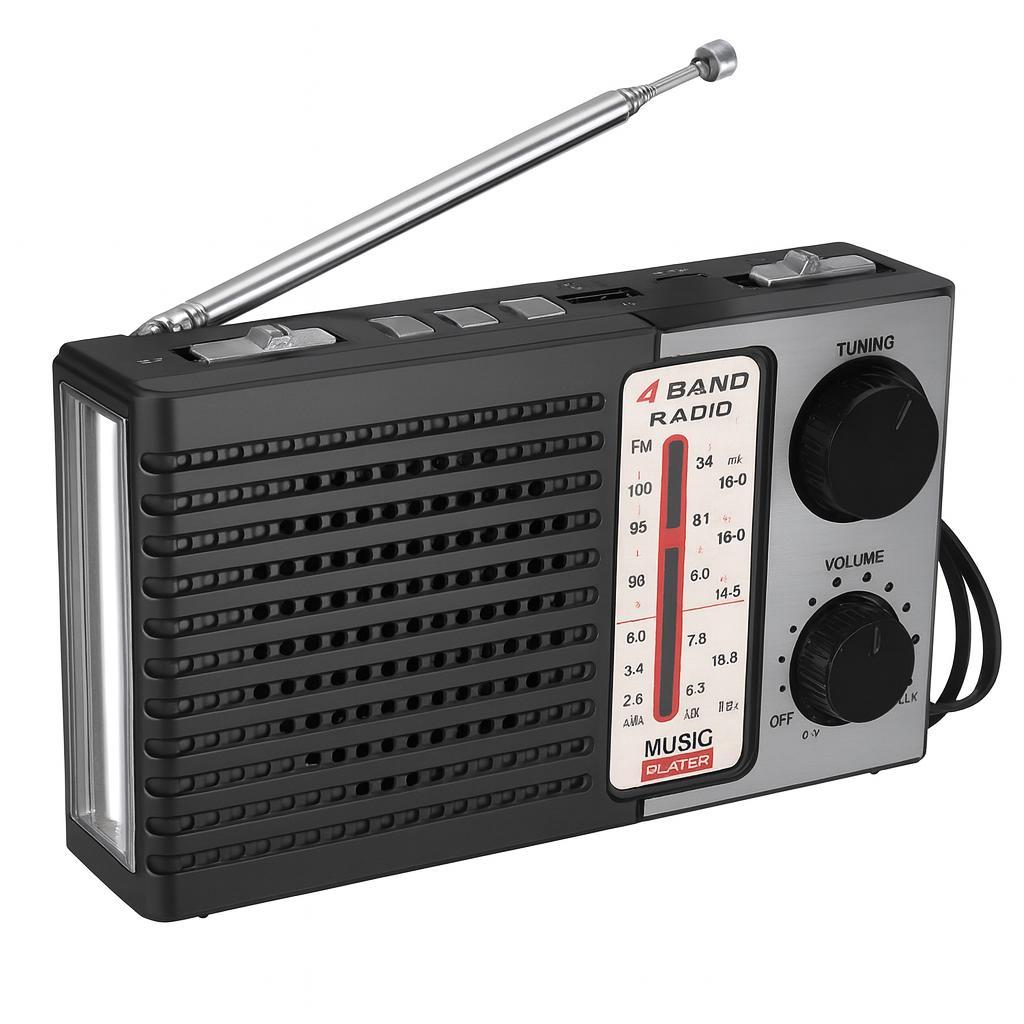 Rádio Antigo portátil AM / FM/ SW /MP3  lanterna Recarregável ou 3 Pilhas MK-918 TG