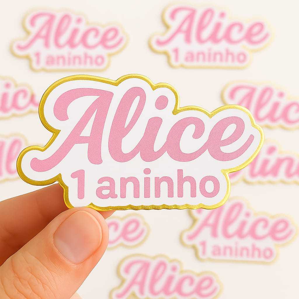 Apliques NOME+IDADE 3D  com LAMICOTE Dourado- Festa - Aniversário - Mesversário - Lembrancinhas