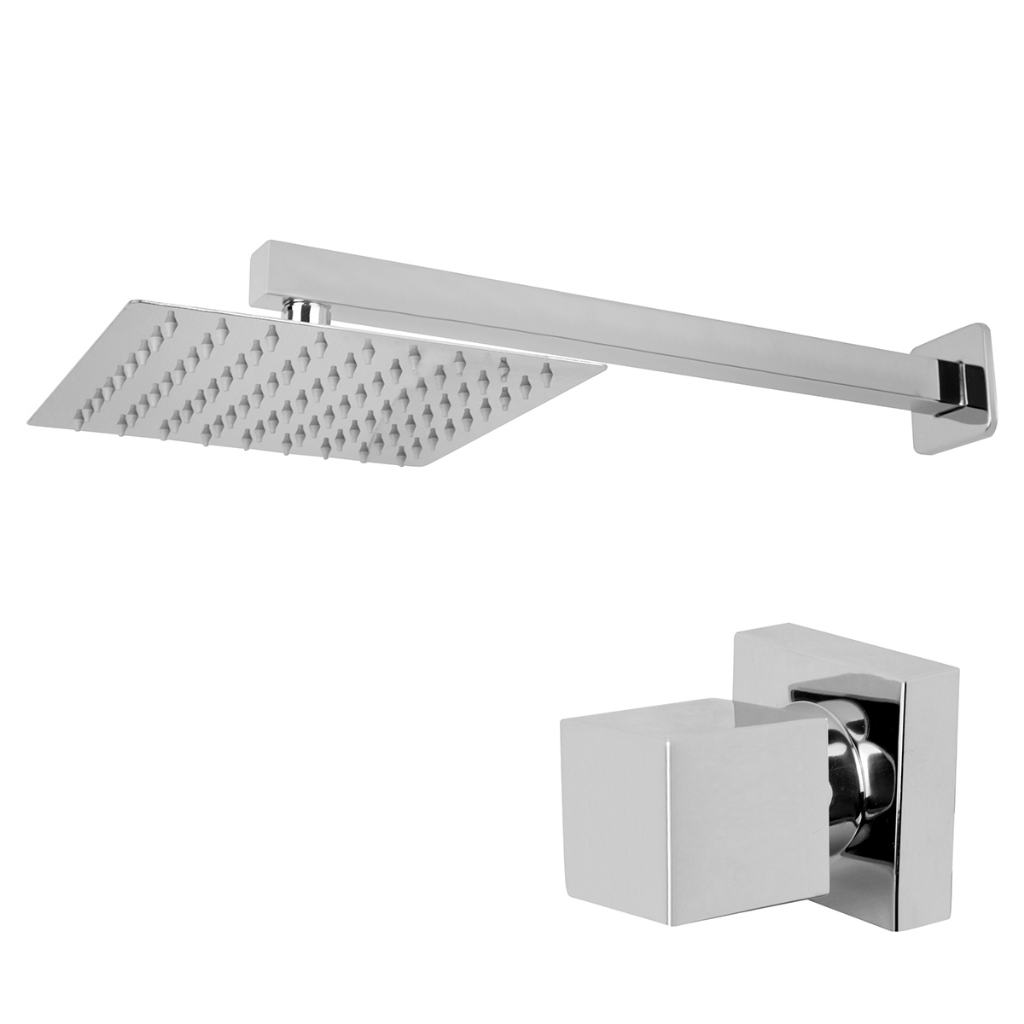 Chuveiro Ducha Slim Quadrado 20x20 + Acabamento De Registro Cromado Metal em Oferta na Shopee