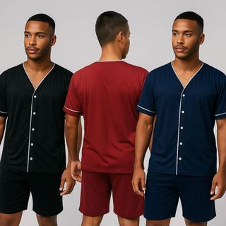 Pijama Masculino Curto Americano Aberto Com Botões Pós Operatório