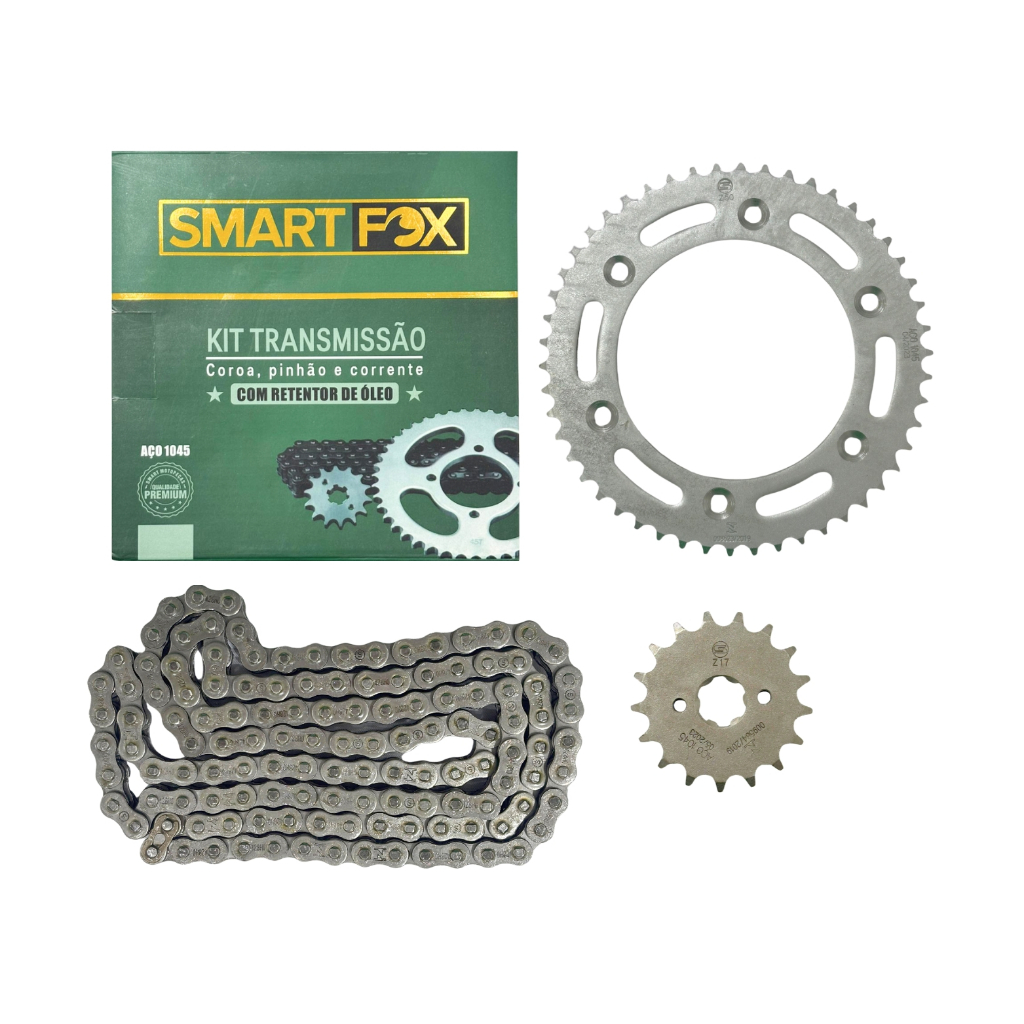 Kit Relação Transmissão Coroa Pinhão e Corrente C/ Retentor Honda Bros 150 2004 até 2015 em Oferta na Shopee