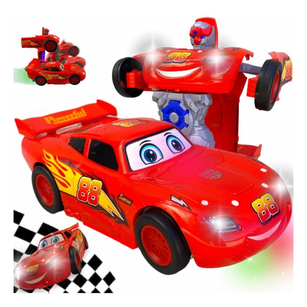Carro McQueen Transformers Vira Robo C/ Luz E Som Filme Carros