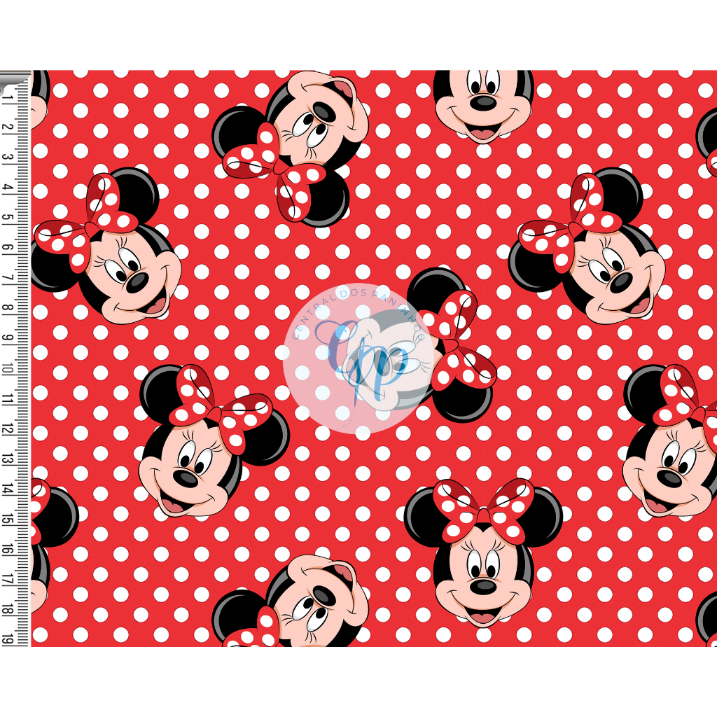 Tecido tricoline, microfibra ou gabardine - Minnie mouse - bolinhas - fundo vermelho - 0.50cm