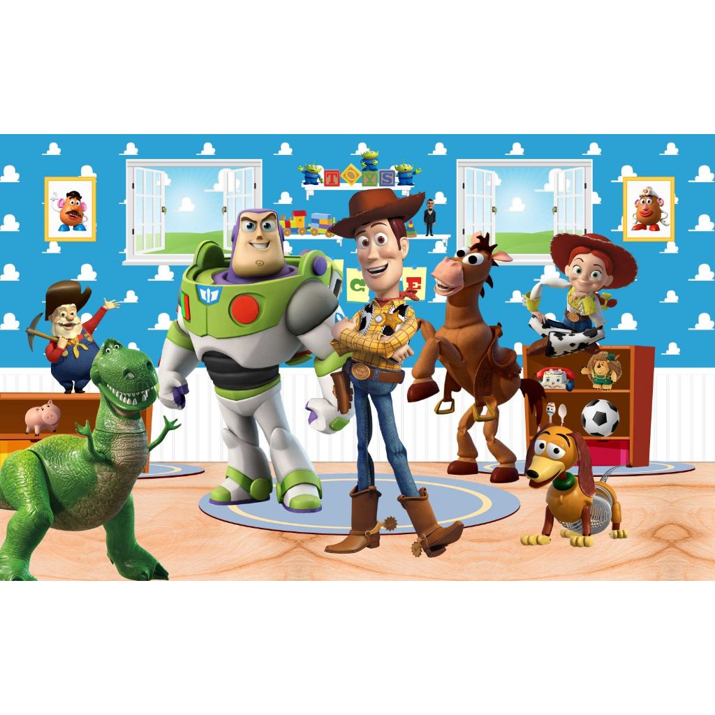 PAINEL DE FESTA RETANGULAR EM TECIDO SUBLIMADO TOY STORY em Oferta na Shopee
