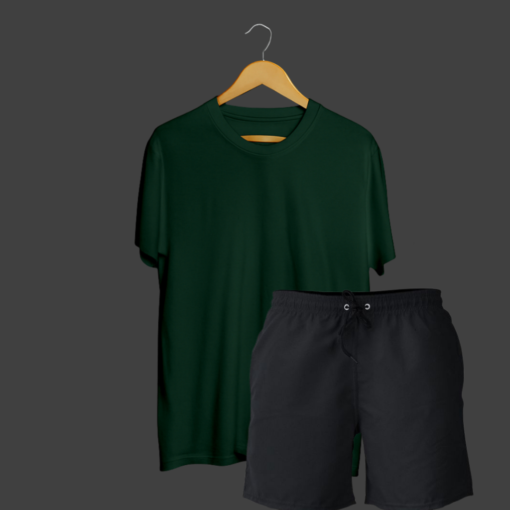 Kit Camiseta Algodão + Short Tactel Masculino moda praia verao dia dia academia lazer