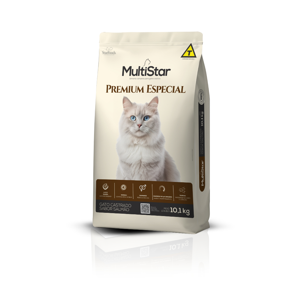 Ração Gatos Multi Star Cat Castrado Salmão - 10,1kg em Oferta na Shopee