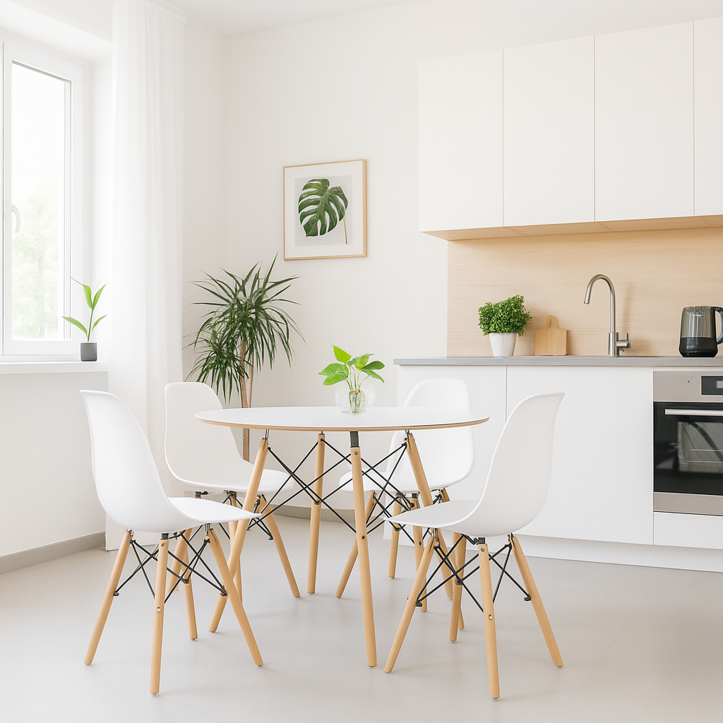 Conjunto Sala de Jantar Mesa Eames 70 cm + 4 Cadeiras Eames Pp Cores - Home & Living