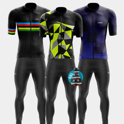 Conjunto Roupa Ciclismo Masculino Camisa Ziper Total Calça Acolchoada Gel Bike Pedal Mtb