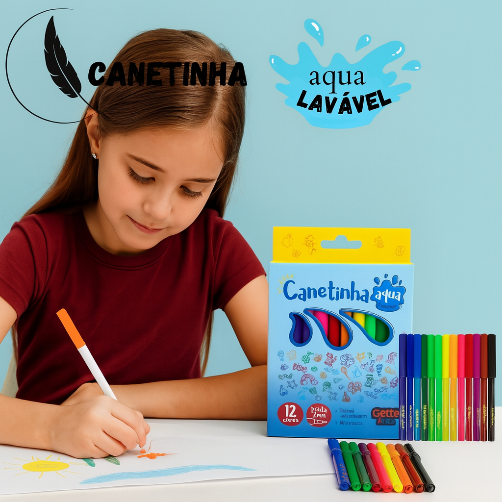 Canetinha Hidrográfica Canetinha Estojo com 12 unidades ponta 2mm