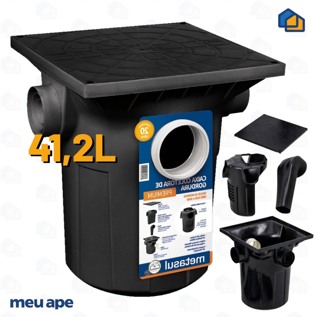 Caixa de Gordura Com Cesto Premium 41.2L Saída/Entrada de 100/75/50 Metasul em Oferta na Shopee