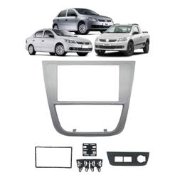 Moldura Painel 6.8/7 Polegadas Volkswagen Gol Saveiro Voyage G5 Prata Fiamon