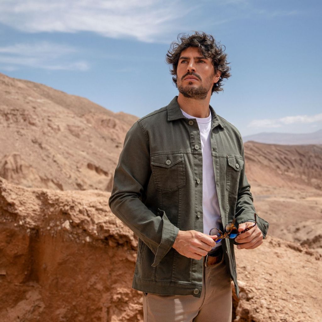Jaqueta Masculina Amil Sarja Com Bolso Luxuosa Estilo Militar